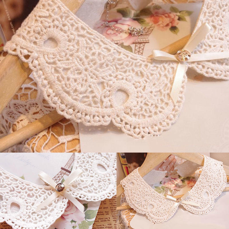 Tie White Fake Collar for Women Stand Detachable Collar Fake Girls Vintage Lace Ladies False Blouse Collar Apparel Accessories