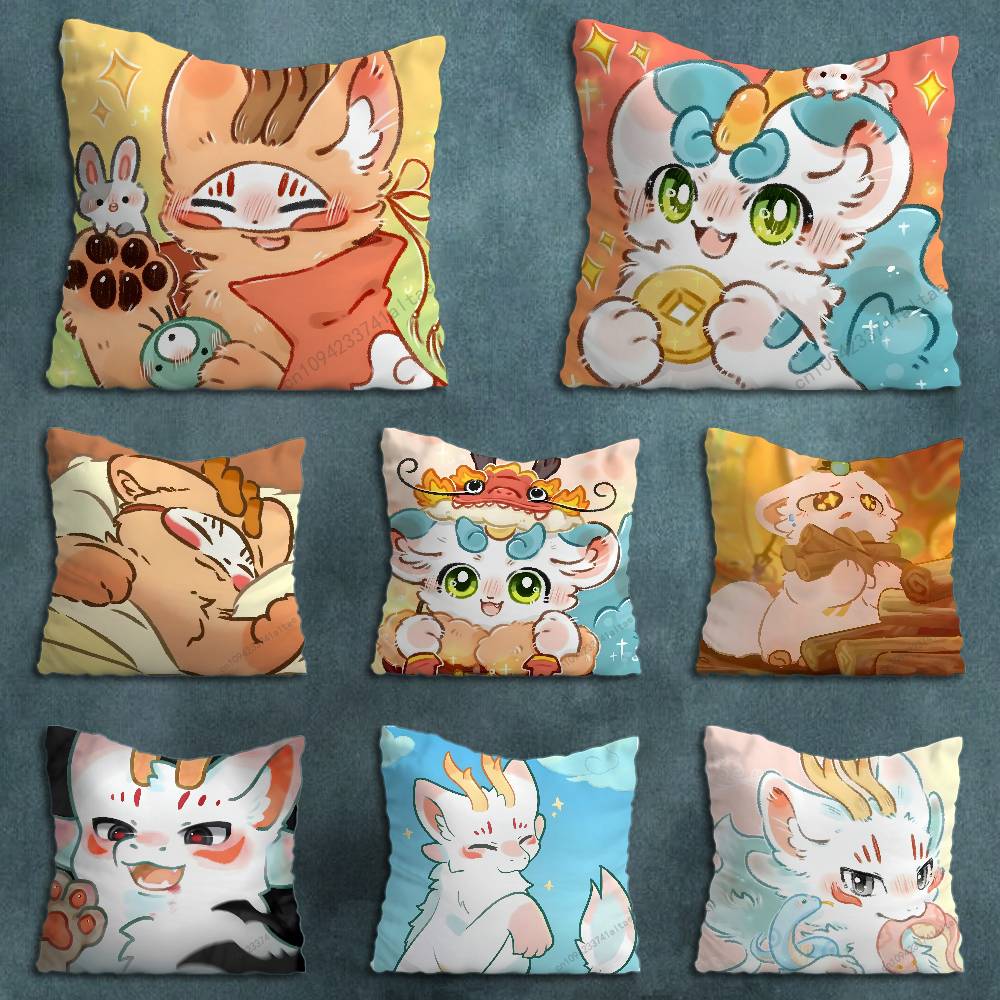 Furry Fabulous Beasts Throw Pillow Case Living Room Sofa Cushion Cover For Home Bedroom Decoration Protector
