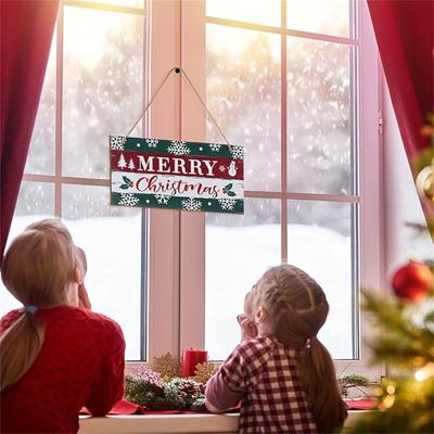 Christmas Wooden Hanging Front Door Decoration Sign With Hanging Rope Hanging Sign For Household Window Wall Indoor And Outdoor Decoration Products