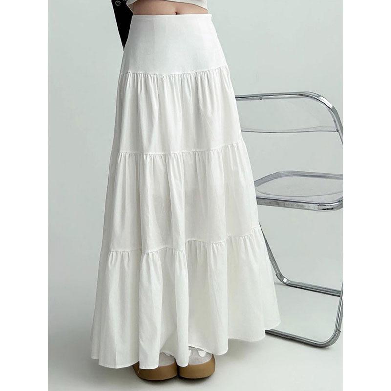 

High Waist Pleated A-line Midi Skirt for Women - Summer 2024 to Winter - Slimming Umbrella Design L [Recommended 95-105 kg]