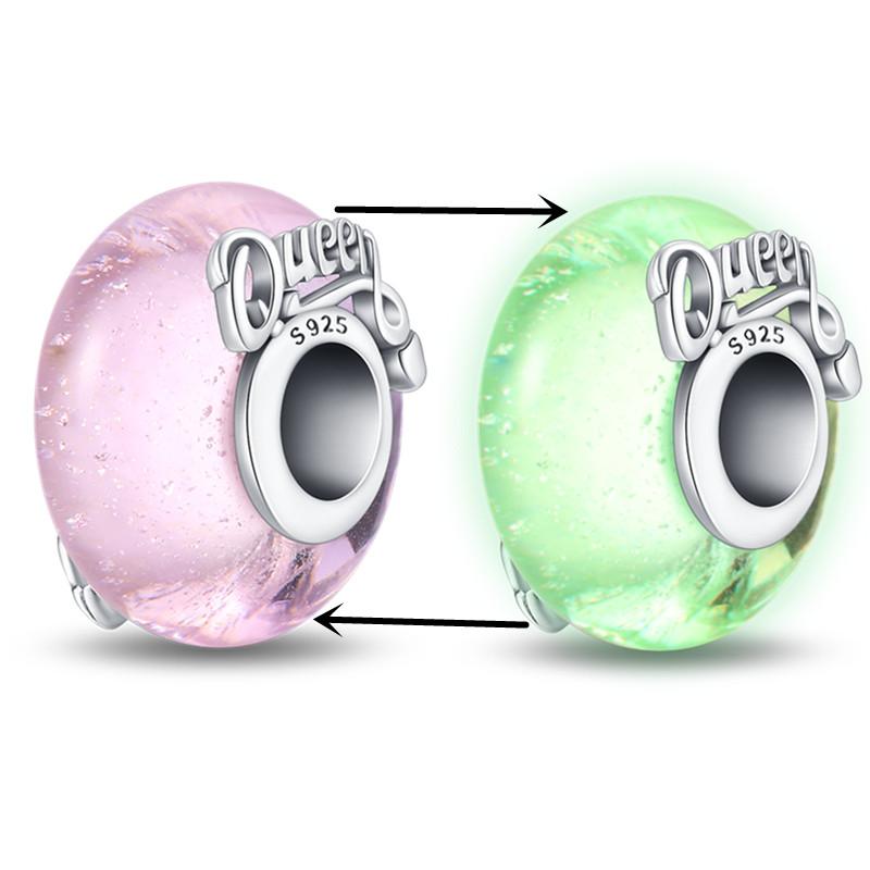 Glass Beads Copper Charm Fit Pan Original Bracelets Glow In The Dark Charms Glass Pendantdiy Jewelry