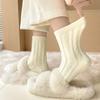 Meias de Veludo Australiano Meias de Cano Médio Meias de Veludo para Estação Espessas Quentes para Casa Chão Dormir Meias Cor Doce Meias Mulher