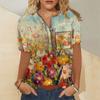 Floral Tops For Women, Women's Button Down Fashion Casual Short Sleeve Shirts Blouse