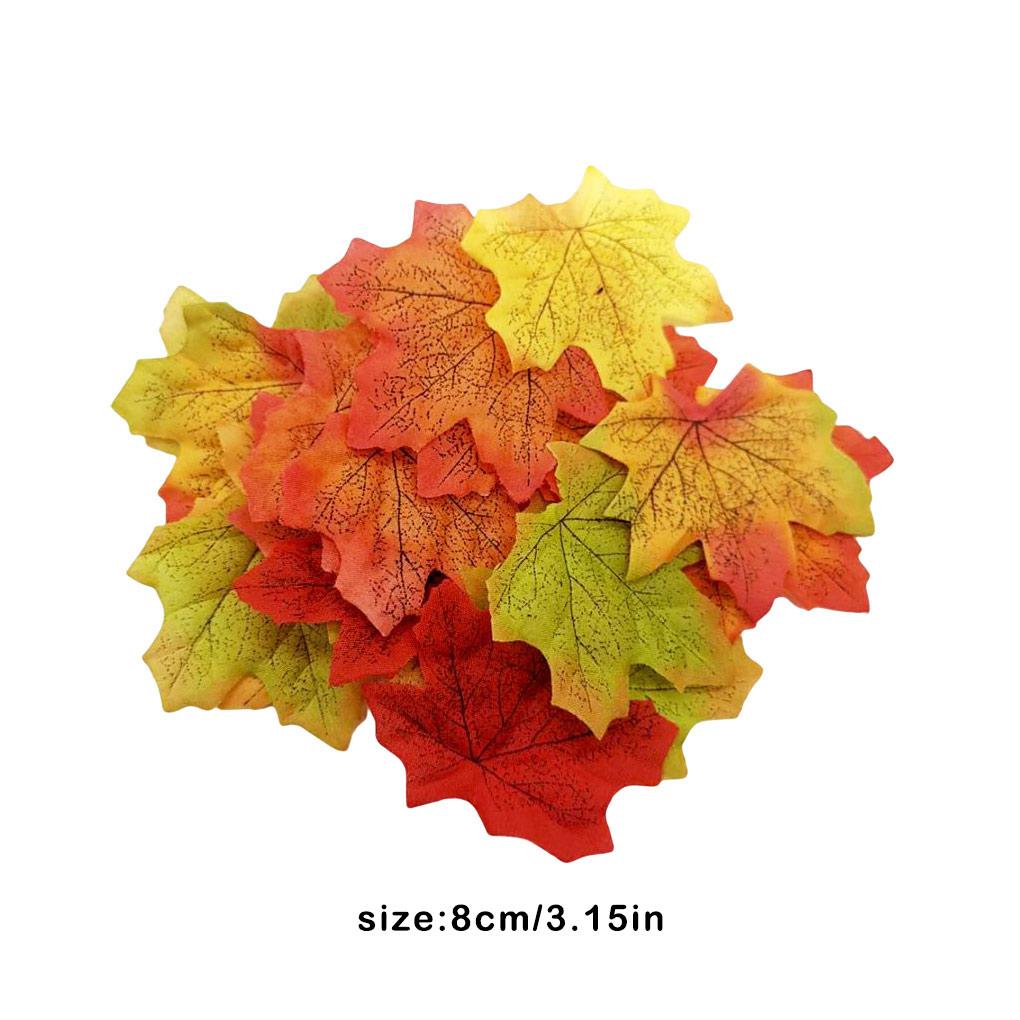100 Pieces Artificial Maple Leaf Fall Garland Leaves Holiday Seasonal Atmospheres Wedding Plants Prop 8cm