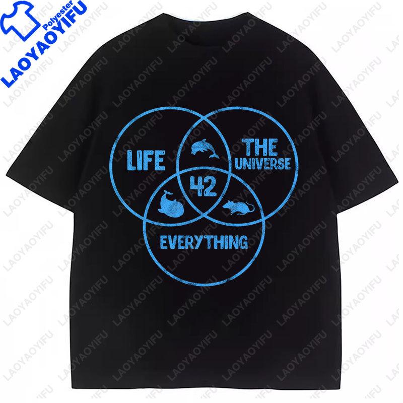 42 Life Universe Everything Camisetas 42 Science Fiction Space Funny Summer Polyester Short Sleeved Graphic T Shirts Unisexs Top