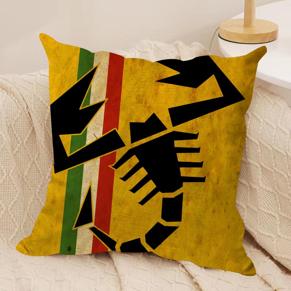AAbarth Scorpion Logo Cushion Cover Silky Short Plush Invisible Zipper Dustproof Sofa Pillow Case For Home Decor
