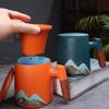 Ceramic Tea Separation Mug with Wooden Handle
