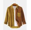 Men's Spring and Autumn Long-sleeved Color Collision Lapel Corduroy Shirt Youth Fresh Casual Comfortable Tops
