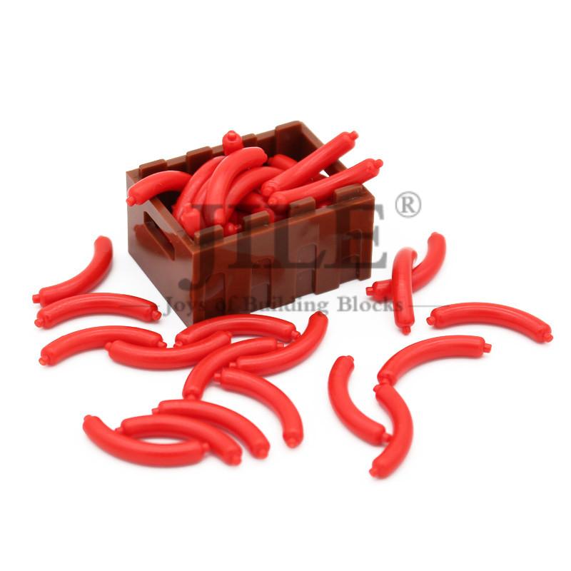 Moc Food Blocuri de construcție Piese Fructe Fructe Farfurie Tobă Cârnați Os Cărămizi DIY Set în vrac Compatibil cu Jucăriile City View Cântăresc