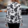 Women's Fashion Elegant V-Neck Open Lapel Long Sleeve Floral Printed Shirt