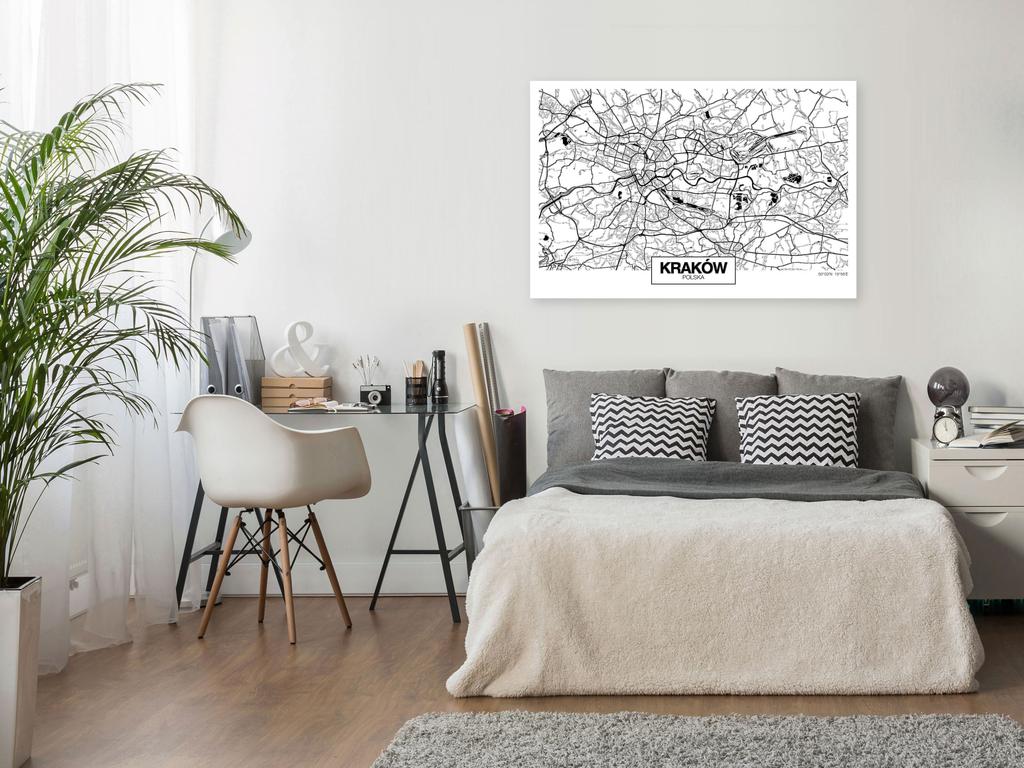 Obraz - Mapa Miasta: Kraków (1-Częściowy) Szeroki