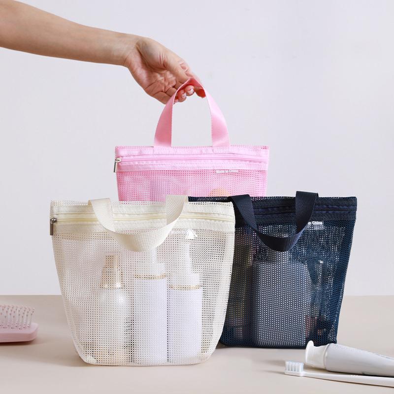 Mesh Makeup Toiletry Storage Bags Handbags Portable Travel Washing Body Shower Tools Organizer Hanging Cosmetic Organizer Pouch