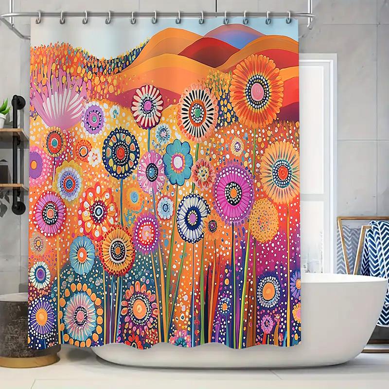 

Floral Shower Curtain Vintage Botanical Pattern Waterproof Bathroom Decor Farmhouse Rustic Nature Landscape Art Print W60H190(CM)-1 Pcs