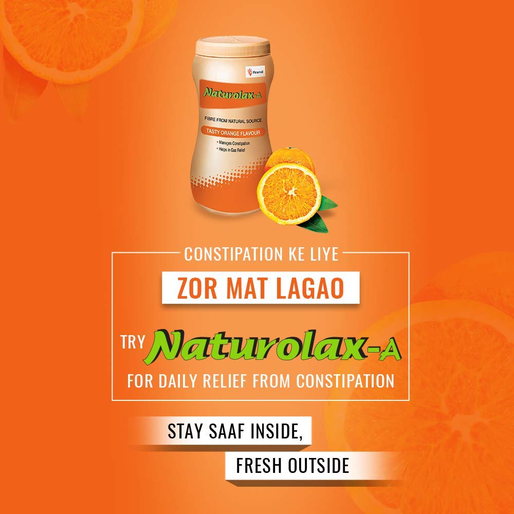 Naturolax-A Isabgol Psyllium Husk Powder 300g Pack of 1 Orange Flavoured Fiber Supplement for Digestion