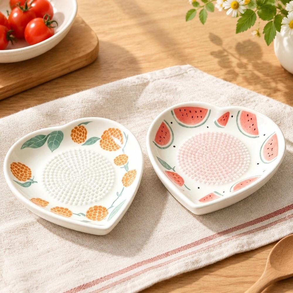 Food Grade Ceramic Ginger Grater Heart Shaped Grinding Tool Efficient Garlic Grater Plate Kitchen