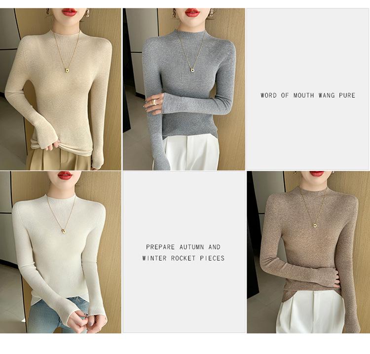 Women's Slim Fit Long Sleeve Wool Knit Sweater - Spring/Summer Arrival
