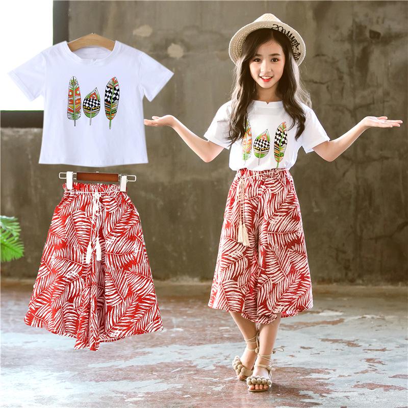 Summer Baby Girls Clothes Sets Outfits Kids Clothes Short Sleeve +Pants Children Clothing Set 3 4 5 6 7 8 9 10 11 12 Years