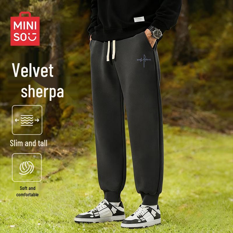 MINISO Men s American Casual Fleece Lined Heavyweight Jogger Pants 3XL