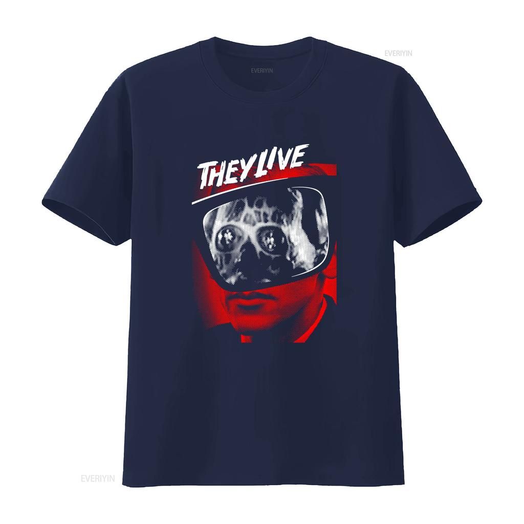 Vintage S They Live Sci Fi Horror Alien Print Casual Streetwear T Shirt Vintage Washed Designer Clothes Homme Breathable