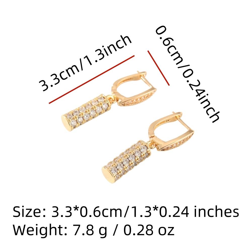 Cylindrical Pendant Jewelry Sets for Women Fashion Micro-set Zirconia Dangle Earrings Pendant Necklace Wedding Party Accessories