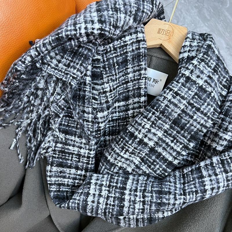 European American Plaid Faux Cashmere Scarf Couple Thick Warm Winter Scarf