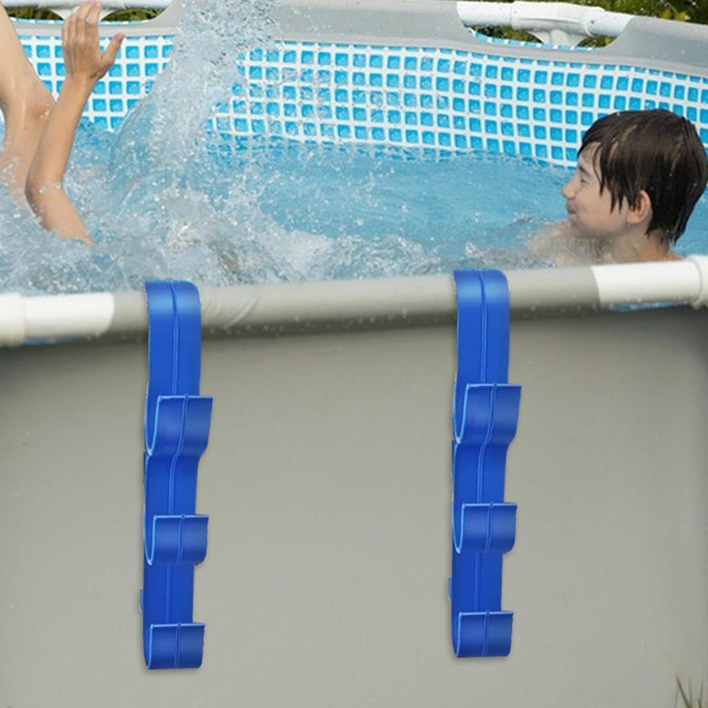 2PCS Poolside Pool Skimmer Net Holder Adjustable Waterproof 3-Hook Bracket Plastic Pool Pole Hooks for Ground Outdoor Hot Tubs