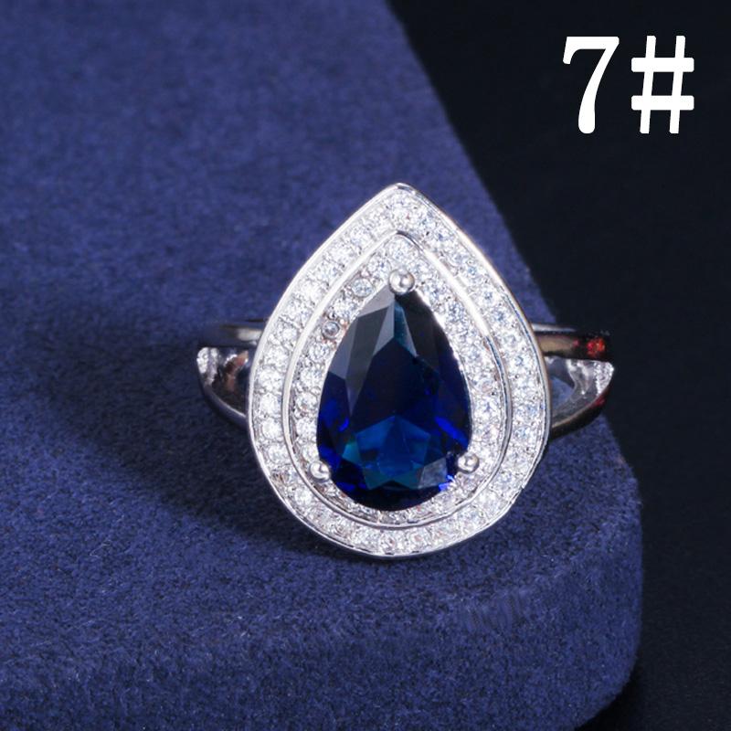 CMM Classic Women Engagement Party Jewelry High Quality Big Tear Drop Green Rings with Zirconia