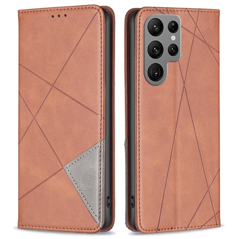 For Samsung Galaxy S24 Ultra Case Magnetic Closing PU Leather Phone Cover with Card Slots