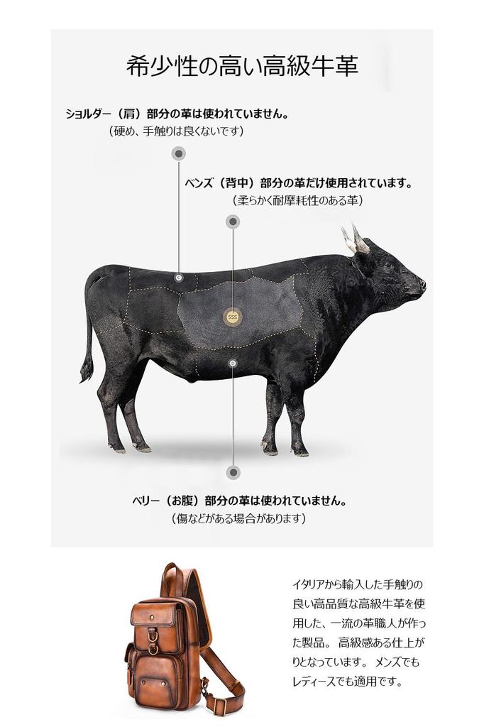 Whatna Antique-Style Tanned Natural Cowhide Leather One-Shoulder Men's Body Bag, Chest Bag, Crossbody Bag, Genuine Leather, Thick Leather, Gift for