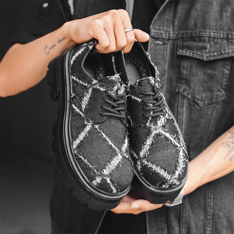 

Нишевый дизайн, старый и разрушительный ветер, персонализированные повседневные туфли на платформе, мужские туфли дерби 77099-J 38 чёрный