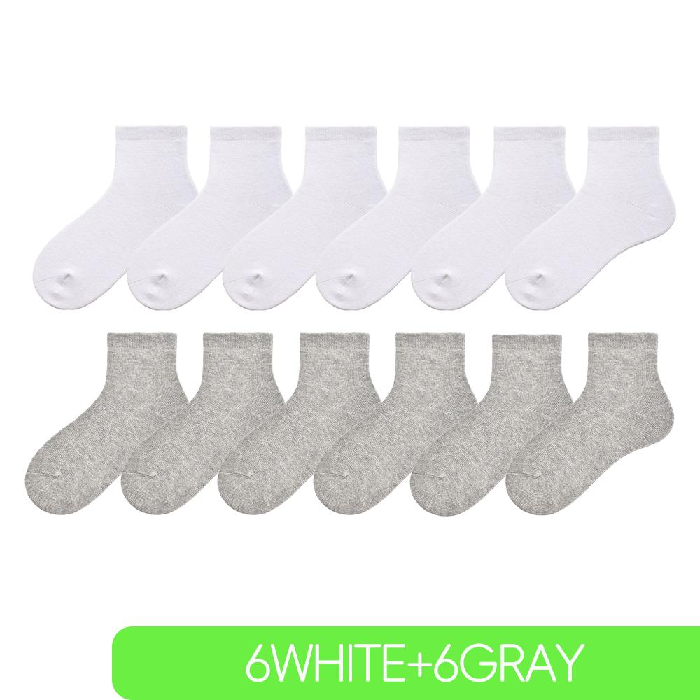 Children Boys Girls Cotton Above Ankle Sport Socks Soft Sweat Plain Stitch Athletic Spring Autumn Winter White Rray Black