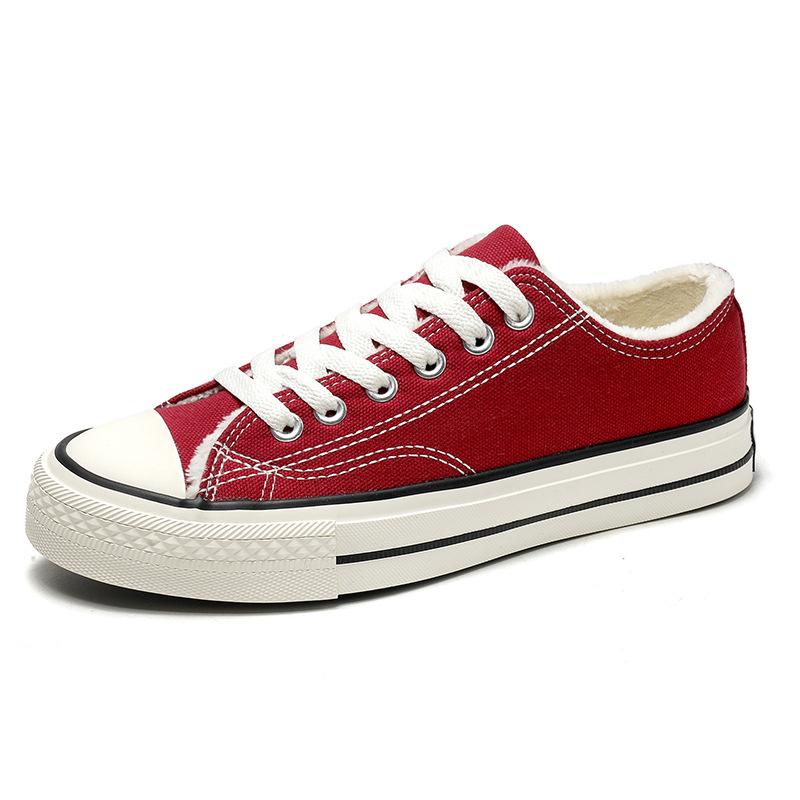 Men's Shoes Velvet Canvas Shoes Men's Autumn and Winter New Versatile Warm Two Cotton Shoes Men's Casual Board Shoes