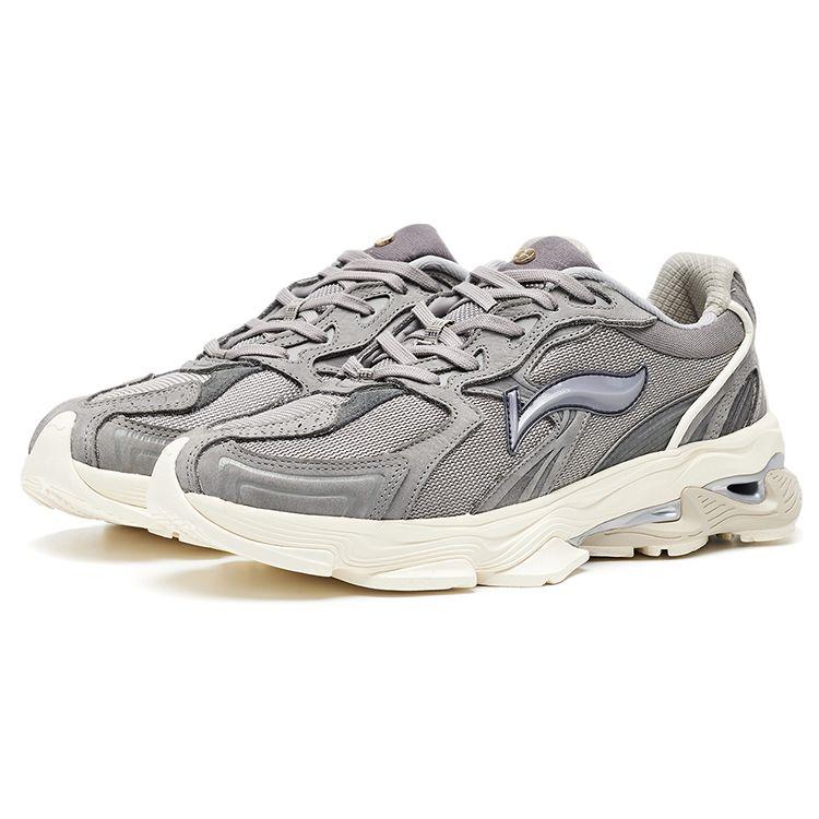 Li-Ning 1990 Suede Casual Retro Shock Absorbing Non-Slip Wear-Resistant Low-Top Running Shoes Men sneaker Fog-Gray ALFR119-2