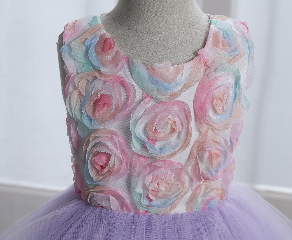 Children's Lace Princess Dress for June 1st Performance – Flower Girl Puffy Dress for Small & Medium-Sized Kids