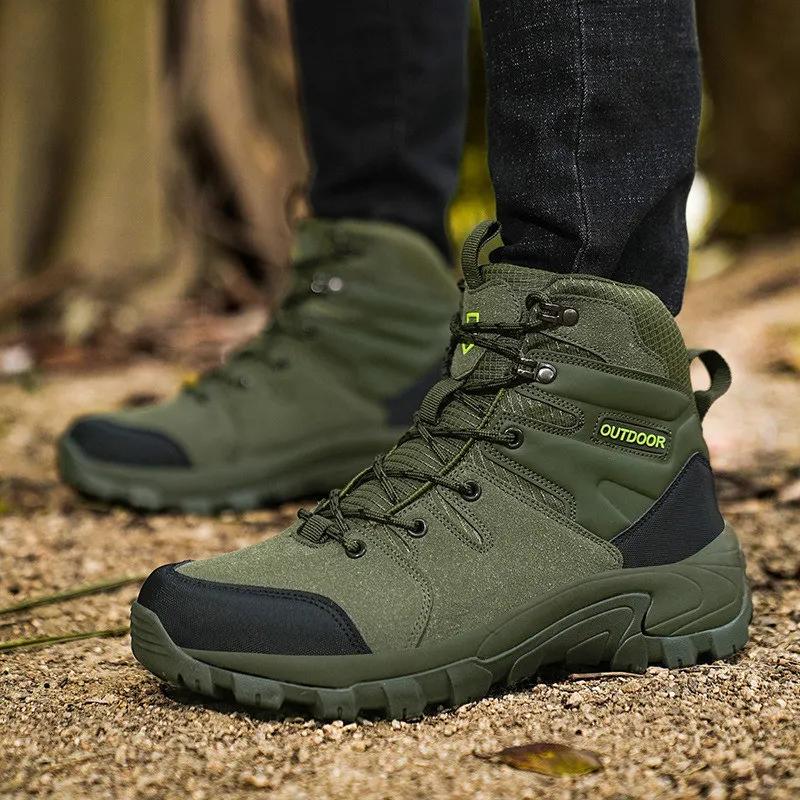 New Fashion Khaki Men's Tactical Boots Big Size 48 Waterproof Hiking Boots Men Non-slip Outdoor Boots Zapatillas Trekking Hombre