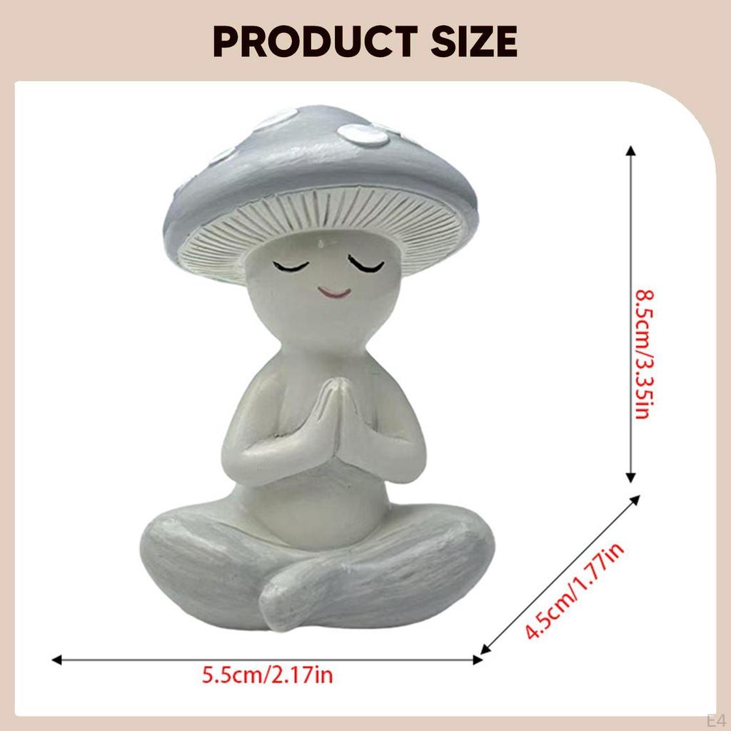 Meditationspilz Statue Dekorative Figur Kunsthandwerk Niedliches Schreibtischornament Kleine Skulptur für