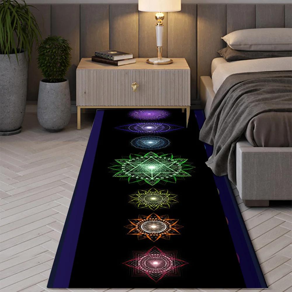 

Indian Bohemian Seven Chakras Carpet Mandala Yoga Meditation Flower of Life Flower Suitable Bedroom Room Decor Anti-slip Rugs 40x60cm