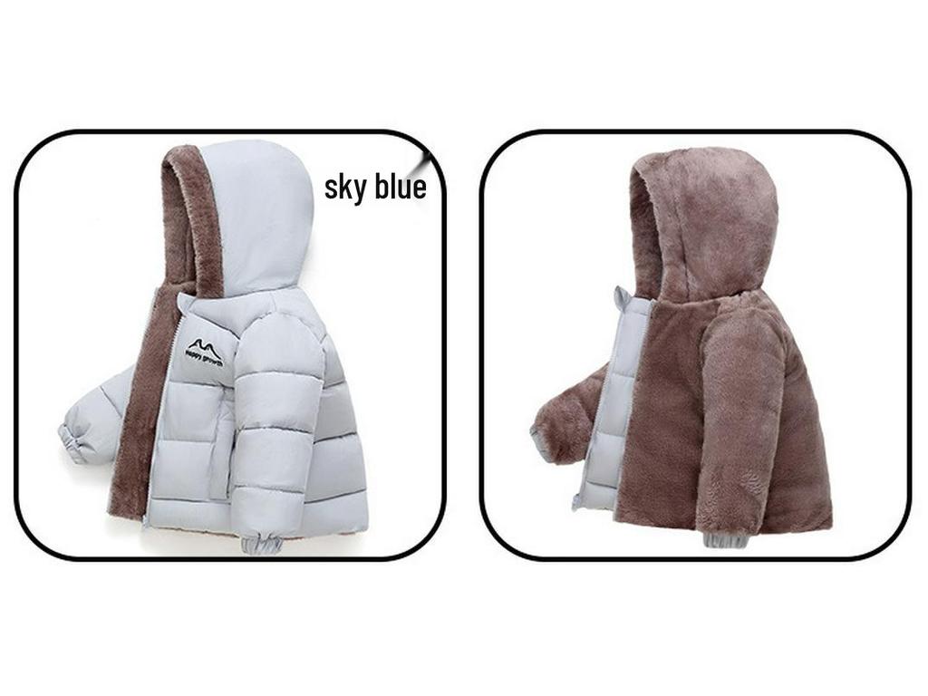 878 Kids' Double-Sided Fleece-Lined Cotton Winter Jacket - New Style for Boys and Girls