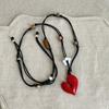 Irregular Love Heart Flower Beaded Pendant Necklace Adjustable Length Neckchain For Women Enamel Craft Jewelry