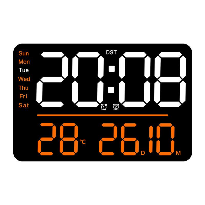 Multi-functional LED Wall Clock with Thermometer & Hygrometer - Large Display for Living Room