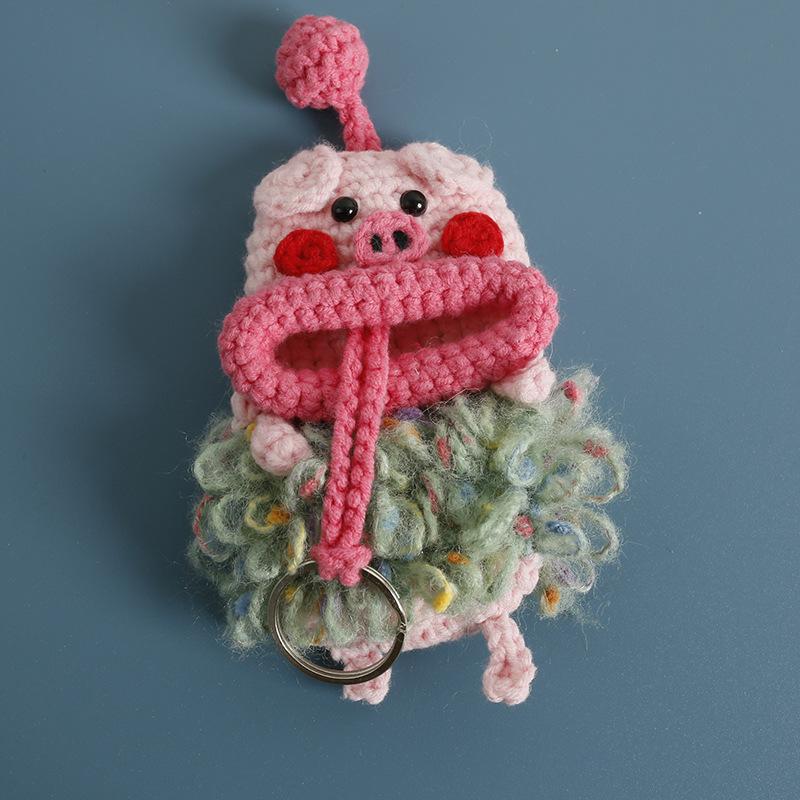 Funny Sausage Mouth Doll Series Crochet Bag Keychain For Car Keys Holder Knitting Doll Keyrings For Key Storage Custom Accessory