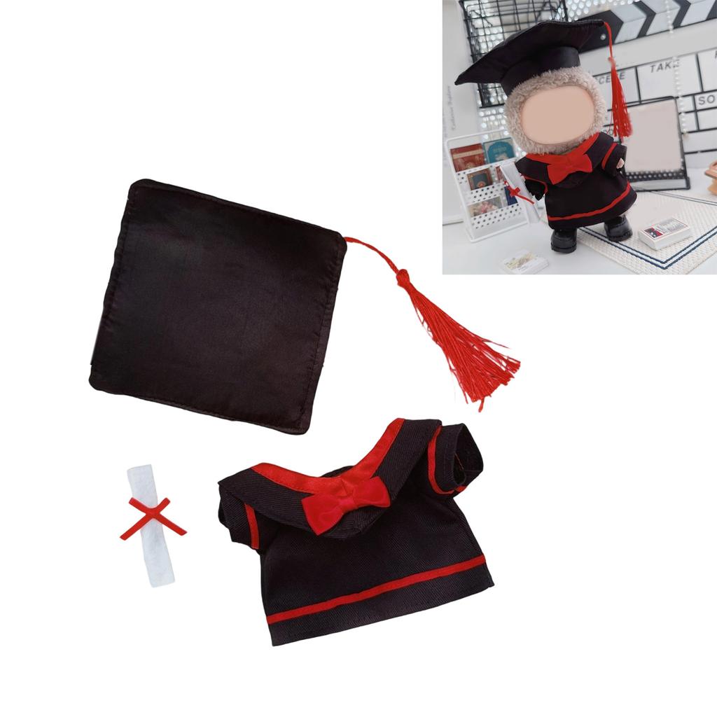 Graduation Cap Gown Set For 17cm Labubu Dolls Academic Robe Costume Bachelor Hat Collectible Doll Display Photo Props