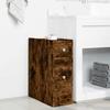 Narrow Bathroom Cabinet with Casters Smoked Oak Wood Based Material