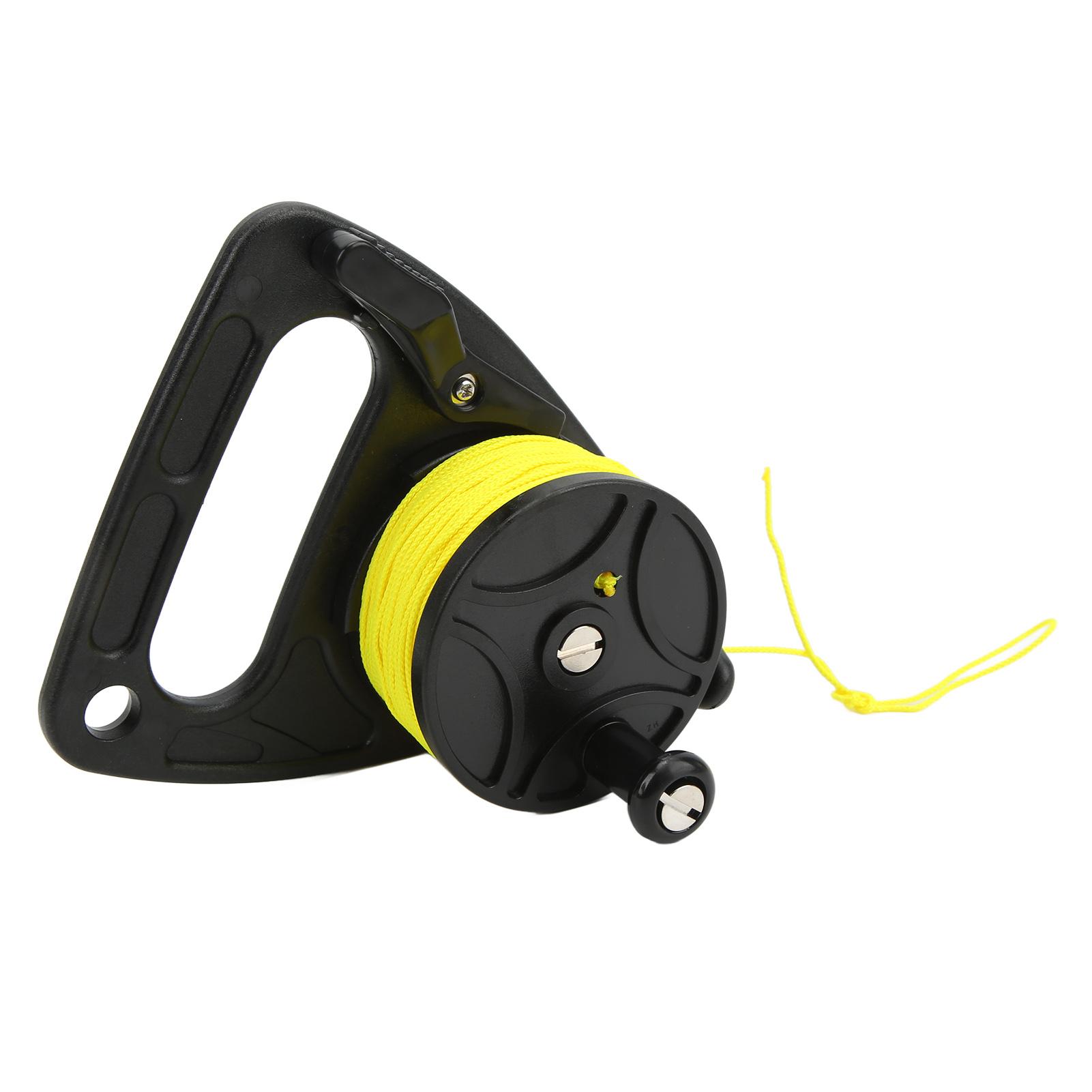 Kaisai Yellow Portable Diving Handle Reel Scuba Diving Reel With Thumb Stopper For Snorkeling Underwater Water Sports 46M Wire