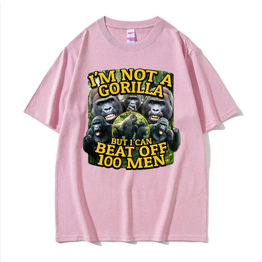 Funny Gorilla Vs 100 Men Meme Graphic T Shirts Men's Women Vintage Fashion Summer T-shirts Casual Summer High Quality T Shirt