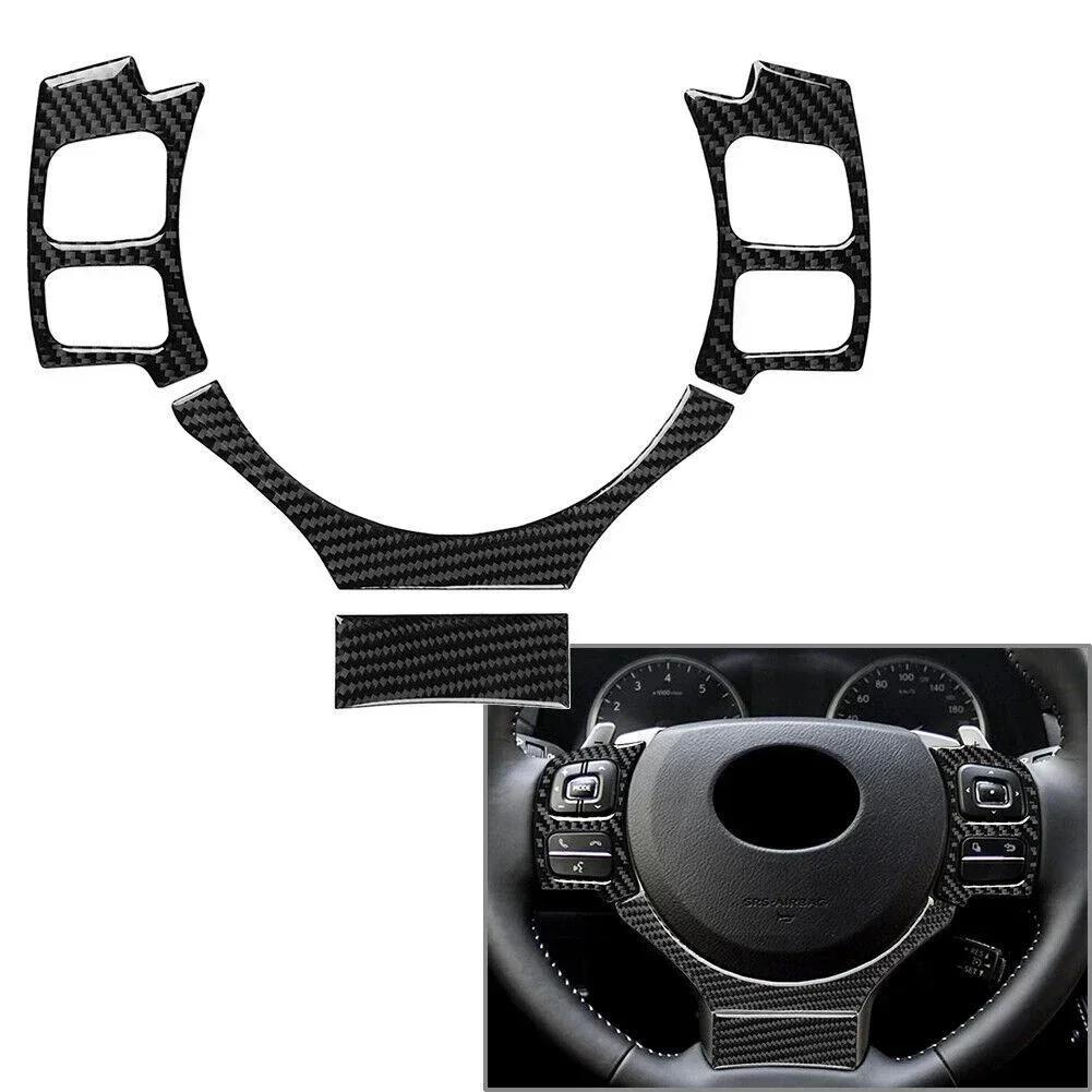 Add a Touch of Elegance with Black Carbon Fiber Steering Wheel Cover Trim for Lexus IS250 NX200 200t 300h 4 Piece Set