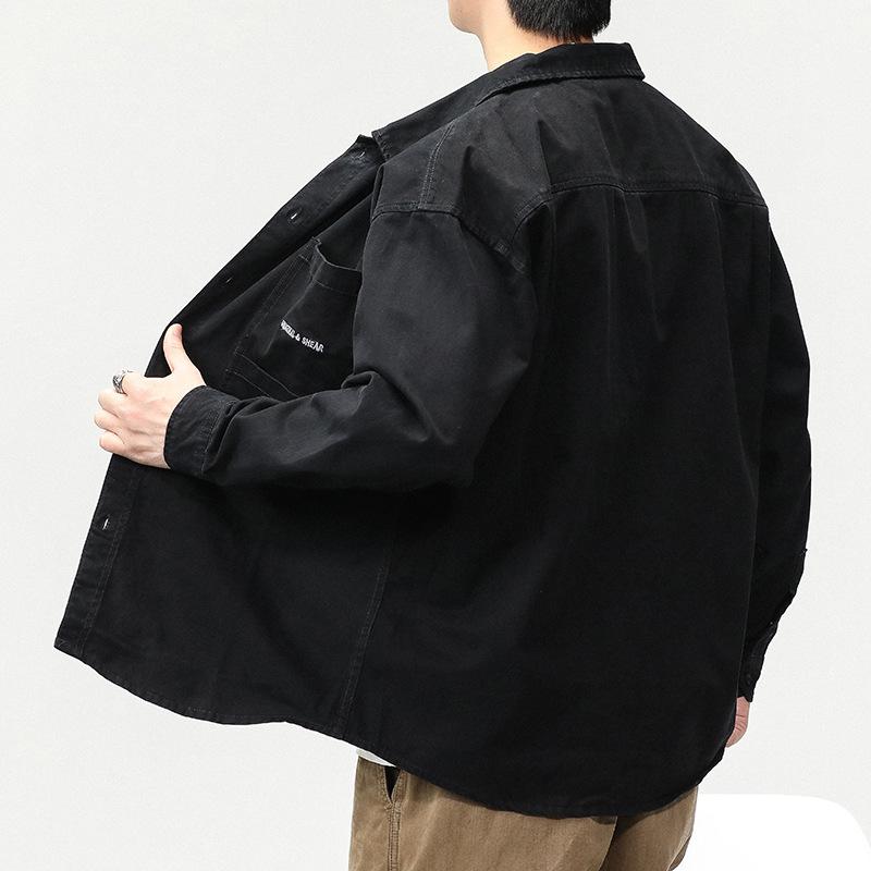 American Vintage Tooling Shirt Men'S Long Sleeve Loose Large Size Jacket Shirt Casual Jacket