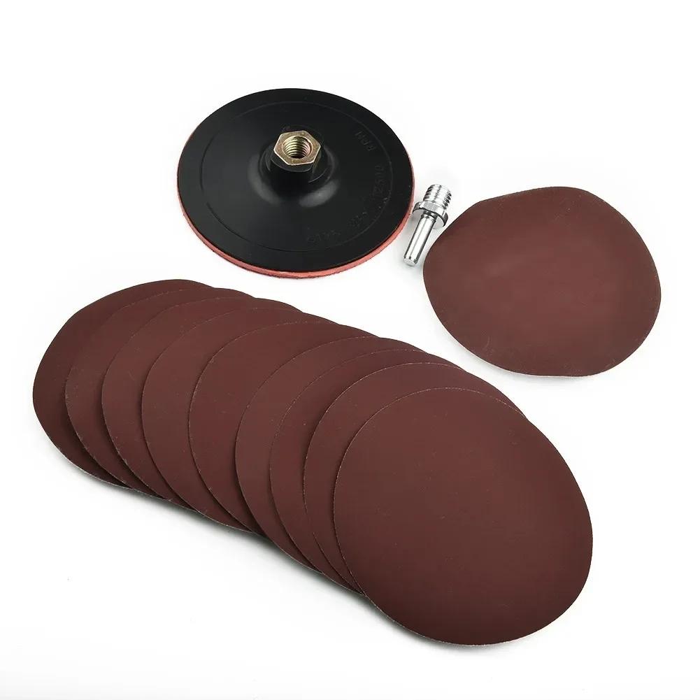 All Purpose Sanding Discs Kit for Efficient Material Sanding with 10pcs Mixed Grit Sandpapers Backing Pad & Drill Adapter
