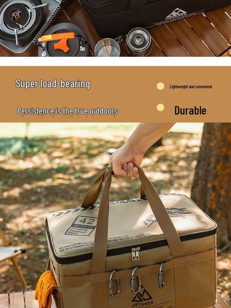 Compact Camping Gear Storage Bag: Portable Anti-collision Box for Cookware, Tableware, Tools, and Gas Canister