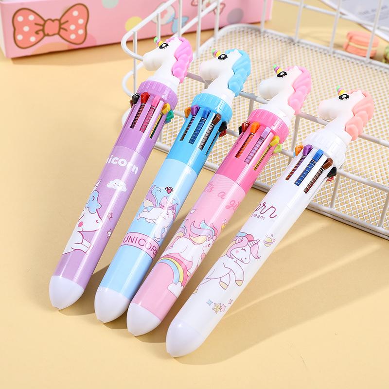 4pcs Creative and Cute New Oil Pen Ten Color Internet Celebrity Multi functional Multi color One 10 Color Ball Pen